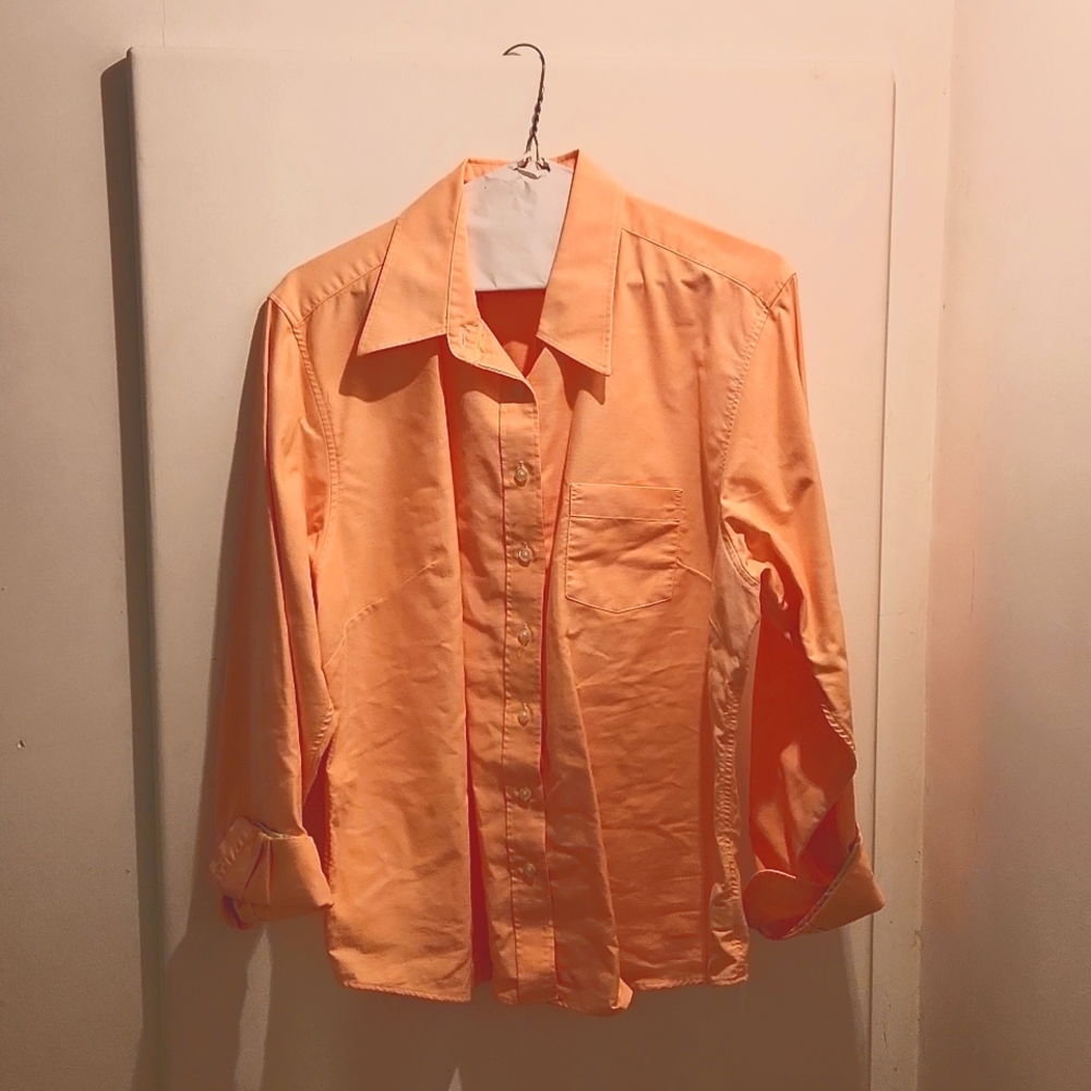 Women's Peach Land's End Button Down Collard Shirt